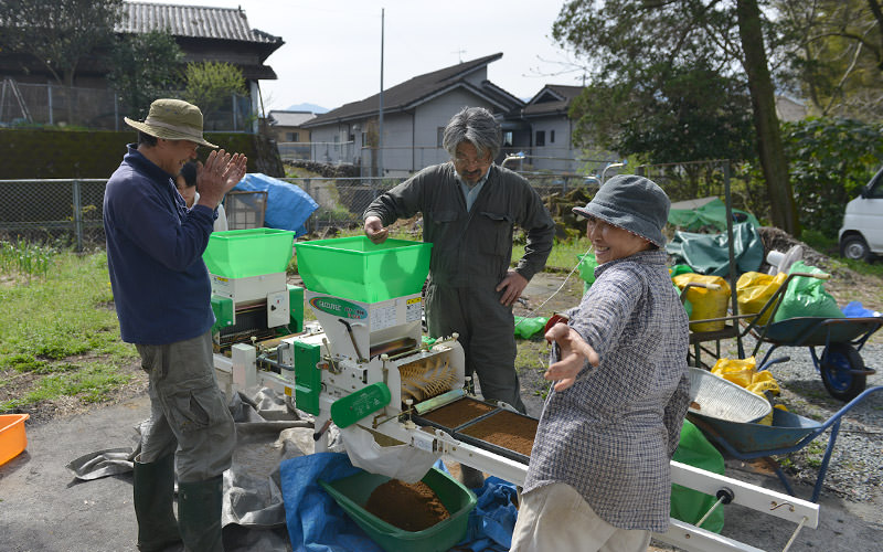 みんなで種まき作業。